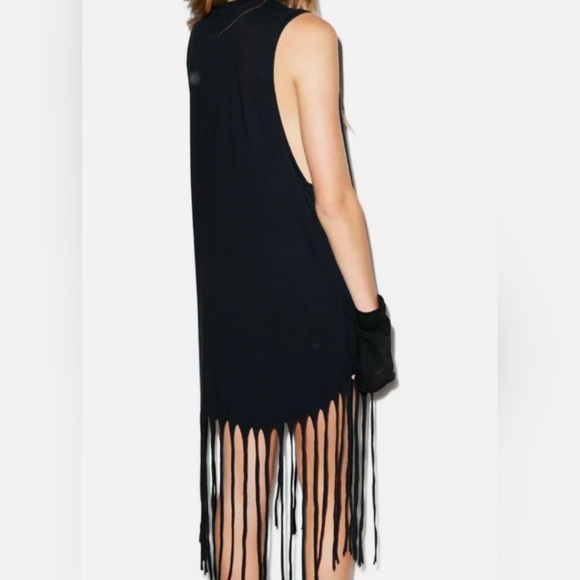Black Fringe Tank Top with Graphic Design - Picture 7 of 8